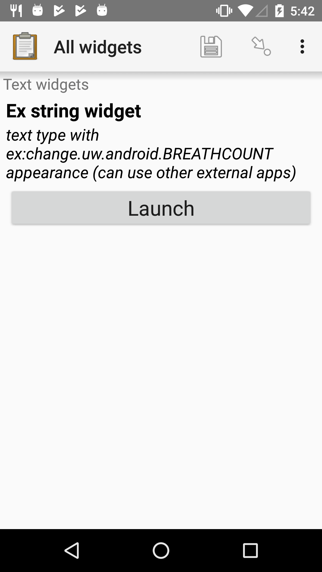 external app widget start